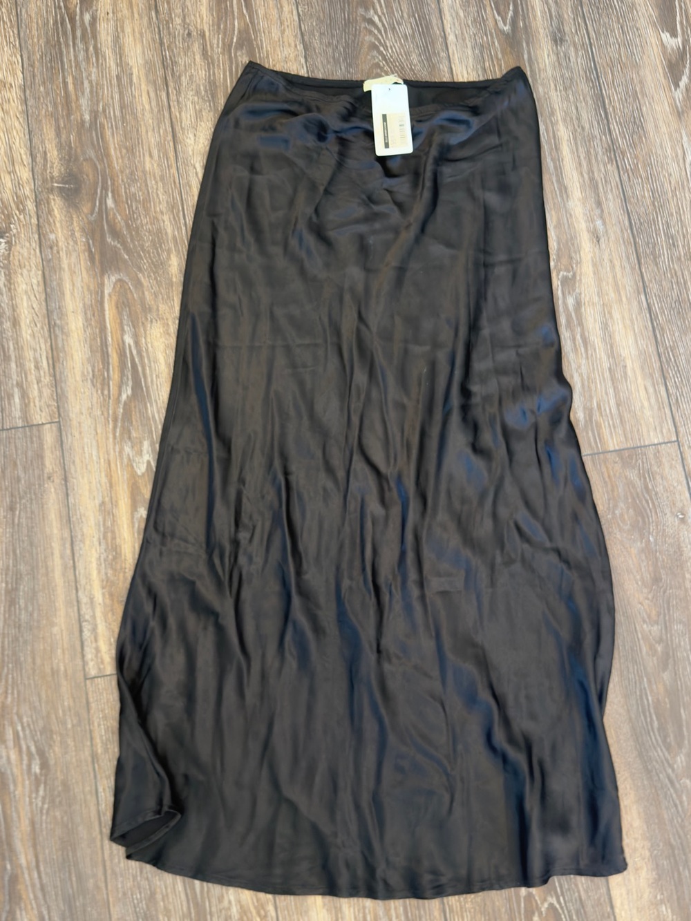 Black Satin Maxi Slip Skirt